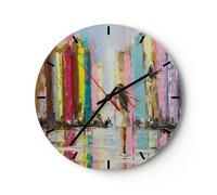 Orologio da Parete in Vetro 30x30cm ragazza uccello Moderno Silenzioso