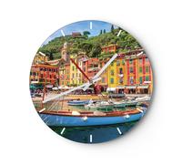 Orologio da Parete in Vetro 30x30cm Santa Margherita Ligure Moderno Silenzioso