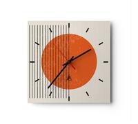 ARTTOR Orologio da Parete in Vetro Sole Minimalista Linee 30x30cm Piccolo Moderno Orologio da Muro Per Casa Cucina Soggiorno Silenzioso Wall Clock Decorazione Orologio da Appendere - C3AC30x30-5693