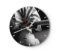 Orologio da Parete in Vetro 30x30cm spada samurai Moderno Silenzioso Decorazione