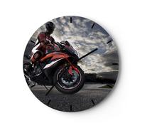 Orologio da Parete in Vetro 30x30cm Sport corsa moto viaggio Moderno Silenzioso