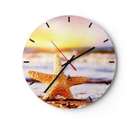 Orologio da Parete in Vetro 30x30cm Stella marina Spiaggia sabbia oceano