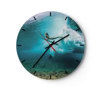 Orologio da Parete in Vetro 30x30cm Surf Subacqueo Donna Moderno Silenzioso