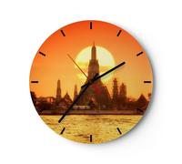 Orologio da Parete in Vetro 30x30cm tempio Asia Moderno Silenzioso Decorazione