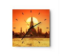 Orologio da Parete in Vetro 30x30cm tempio Asia Moderno Silenzioso Decorazione