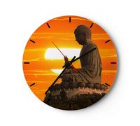 Orologio da Parete in Vetro 30x30cm tempio buddha Moderno Silenzioso Decorazione