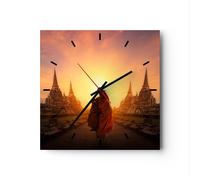 Orologio da Parete in Vetro 30x30cm tempio monaco Moderno Silenzioso Decorazione