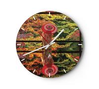 Orologio da Parete in Vetro 30x30cm Tubikoin Il tempio I colori Silenzioso