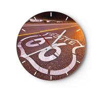 Orologio da Parete in Vetro 30x30cm Usa strada 66 libertà viaggio Silenzioso