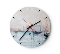 Orologio da Parete in Vetro 30x30cm Venezia basilica Moderno Silenzioso