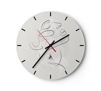 Orologio da Parete in Vetro 30x30cm Viso Linea Schizzo Moderno Silenzioso