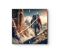 Orologio da Parete in Vetro 40x40cm Alpi Arrampicata Montagne Moderno Silenzioso
