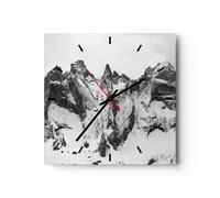 Orologio da Parete in Vetro 40x40cm Alpi neve monocromatico Moderno Silenzioso
