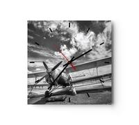 Orologio da Parete in Vetro 40x40cm An-2 aereo in bianco e nero Silenzioso