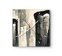 Orologio da Parete in Vetro 40x40cm Architettura Colonna Rocce Silenzioso