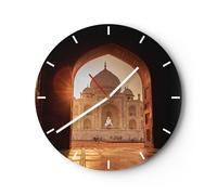 Orologio da Parete in Vetro 40x40cm Architettura India Tempio Moderno Silenzioso