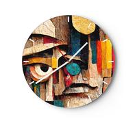 Orologio da Parete in Vetro 40x40cm Astrazione Legna Scultura Moderno Silenzioso