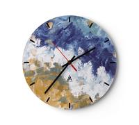 Orologio da Parete in Vetro 40x40cm Astrazione Pittura Onde Moderno Silenzioso
