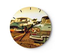 Orologio da Parete in Vetro 40x40cm auto Cuba classica Moderno Silenzioso