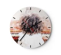 Orologio da Parete in Vetro 40x40cm Bambino pianoforte acquerello Silenzioso