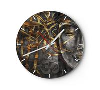 Orologio da Parete in Vetro 40x40cm Buddha Oro Bodhisattva Moderno Silenzioso