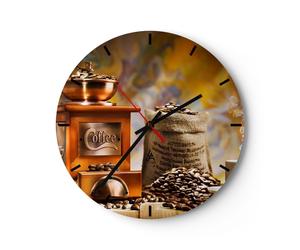 Orologio da Parete in Vetro 40x40cm Caffè grani smerigliatrice tazza Silenzioso