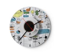 Orologio da Parete in Vetro 40x40cm Caffè mattina tazza colazione Silenzioso
