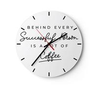 Orologio da Parete in Vetro 40x40cm Caffè Principio Successo Moderno Silenzioso