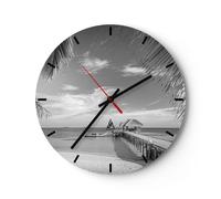 Orologio da Parete in Vetro 40x40cm Celeste Spiaggia Monocromatico Silenzioso