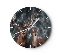 ARTTOR Orologio da Parete in Vetro Cervi renne caprioli 40x40cm Piccolo Moderno Orologio da Muro Per Casa Cucina Soggiorno Silenzioso Wall Clock Decorazione Orologio da Appendere - C3AR40x40-5060