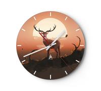 Orologio da Parete in Vetro 40x40cm cervo palchi corna Moderno Silenzioso