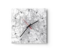 Orologio da Parete in Vetro 40x40cm Città Mappa Roma Moderno Silenzioso
