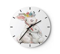 Orologio da Parete in Vetro 40x40cm Coniglio lepre bambini Moderno Silenzioso