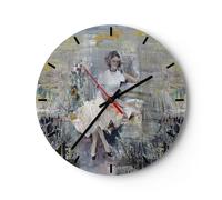 Orologio da Parete in Vetro 40x40cm Contemporaneo Pittura Donna Silenzioso