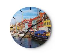 Orologio da Parete in Vetro 40x40cm Copenaghen Nahavn Navi Moderno Silenzioso