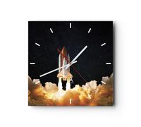 Orologio da Parete in Vetro 40x40cm Decollo razzo cosmo Moderno Silenzioso