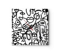 Orologio da Parete in Vetro 40x40cm Disegno cartone animato graffiti Silenzioso