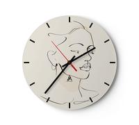 Orologio da Parete in Vetro 40x40cm Donna Disegno Linea Moderno Silenzioso