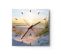 ARTTOR Orologio da Parete in Vetro duna spiaggia mare 40x40cm Piccolo Moderno Orologio da Muro Per Casa Cucina Soggiorno Silenzioso Wall Clock Decorazione Orologio da Appendere - C3AC40x40-3989