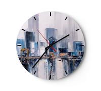 Orologio da Parete in Vetro 40x40cm Edifici Pezzo Pittura Moderno Silenzioso