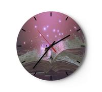 Orologio da Parete in Vetro 40x40cm fantasia libro Moderno Silenzioso