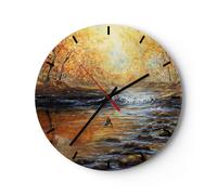 Orologio da Parete in Vetro 40x40cm flusso parco albero Moderno Silenzioso