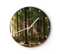 Orologio da Parete in Vetro 40x40cm foresta albero natura Moderno Silenzioso