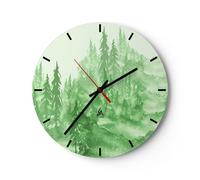 Orologio da Parete in Vetro 40x40cm foresta albero natura Moderno Silenzioso