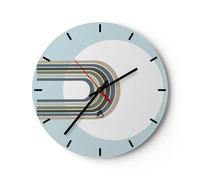 Orologio da Parete in Vetro 40x40cm Forme Ruota Linee Moderno Silenzioso