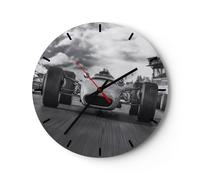 Orologio da Parete in Vetro 40x40cm Formula 1 in bianco e nero Silenzioso