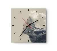 Orologio da Parete in Vetro 40x40cm Grafica Donna Montagna Moderno Silenzioso