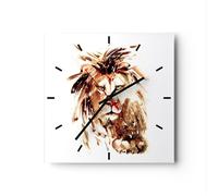 Orologio da Parete in Vetro 40x40cm illustrazione intelligente re leone
