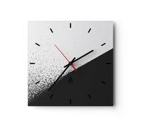 Orologio da Parete in Vetro 40x40cm In bianco e nero sfondo geometria Silenzioso