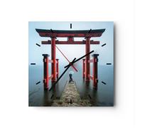 Orologio da Parete in Vetro 40x40cm Itsukushima-Jinja Tempio Ombrello Silenzioso